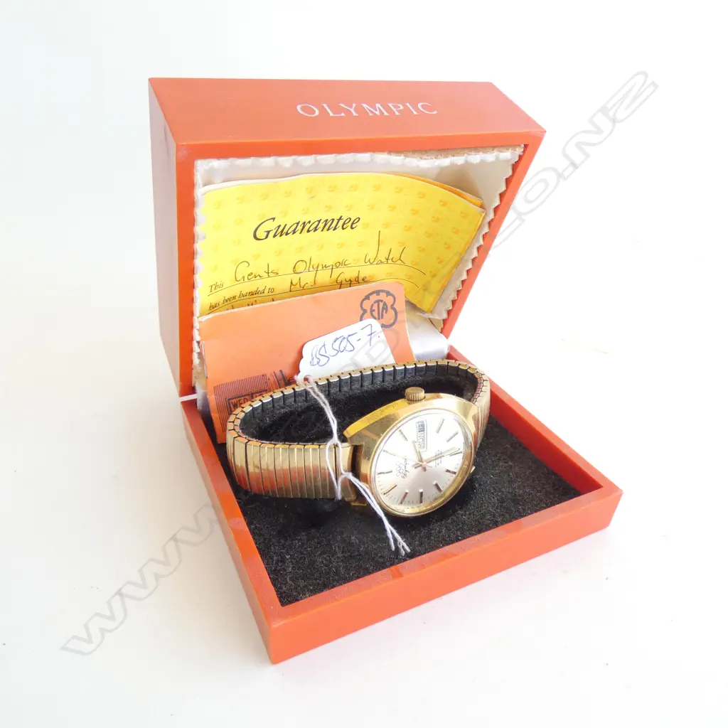 VINTAGE 1960'S OLYMPIC WRIST WATCH ORIG. BOX & GUARANTEE.. Image 1++