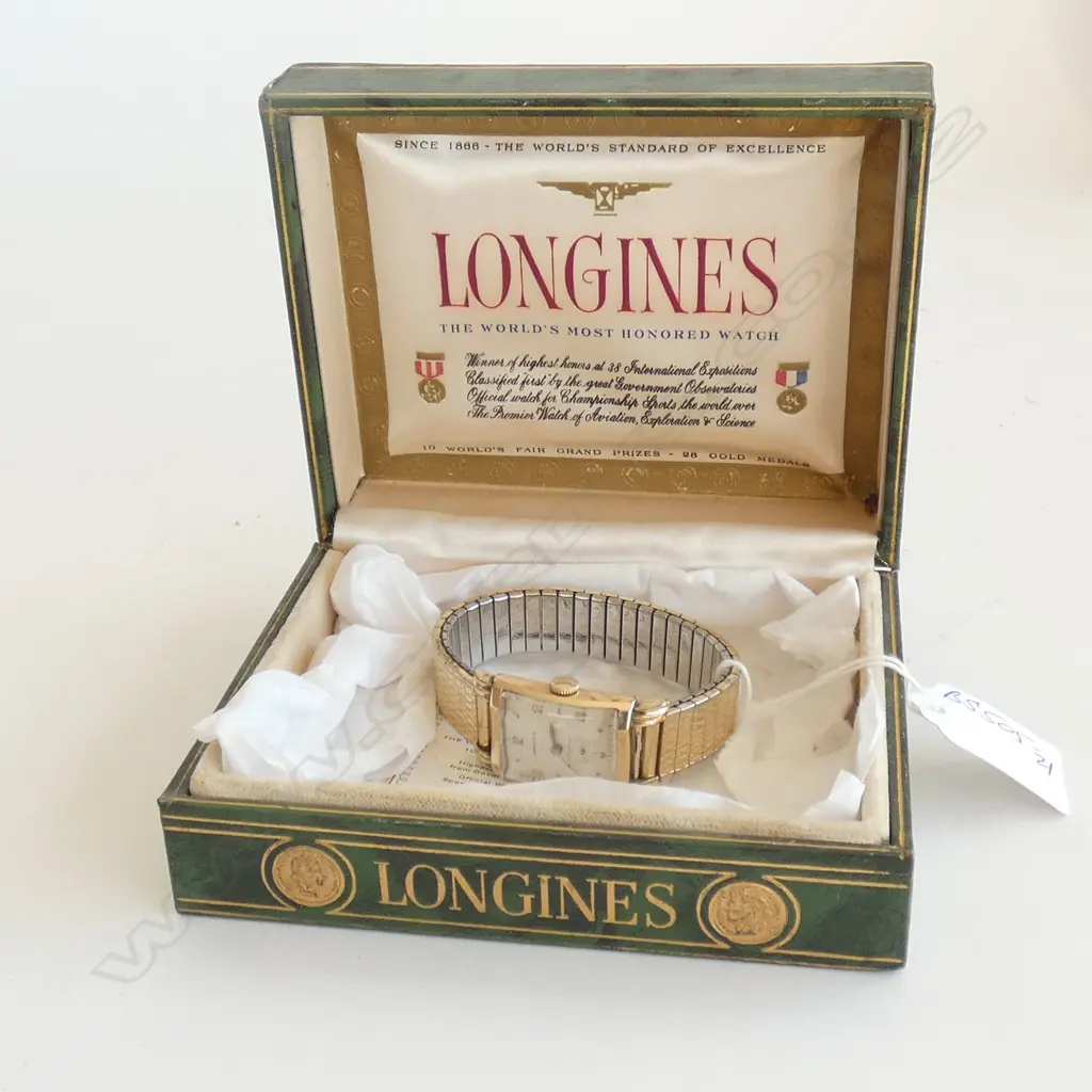 1940'S LONGINES GOLD PLATE GENTS WATCH ORIG BOX Image 1++