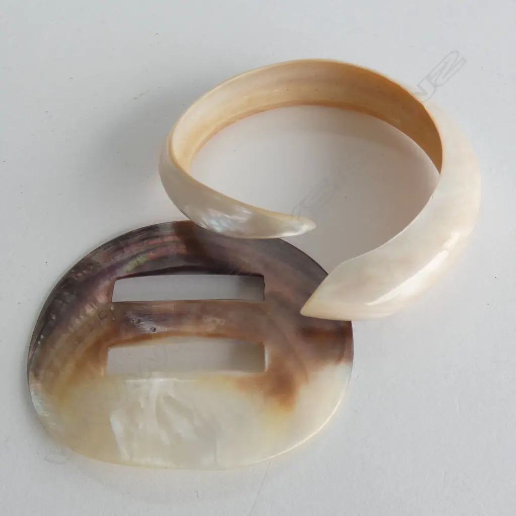 MOTHER OF PEARL BANGLE AND BELT BUCKLE Image 1++
