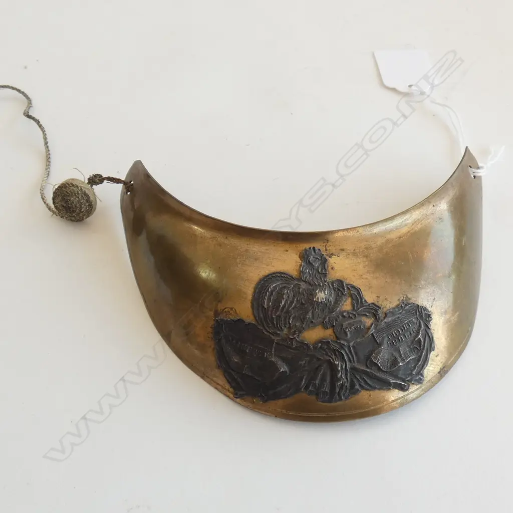 ANTIQUE FRENCH SILVER & BRASS GORGET Image 1++