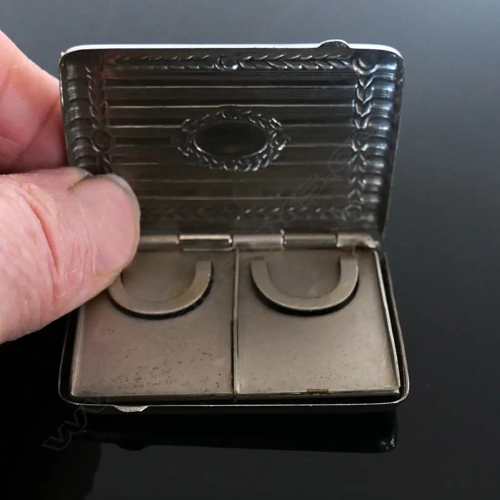 Silver Plate four compartment stamp case, Image 1++