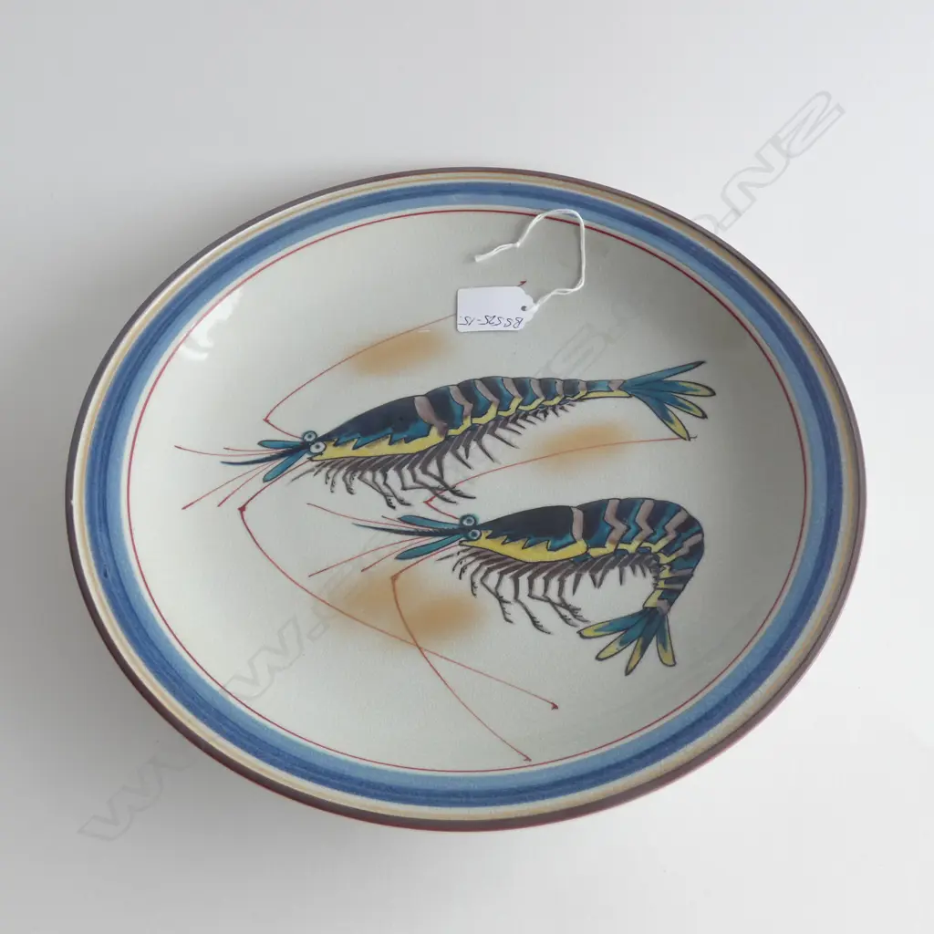 KUTANI KILN PLATE W/ DANCING SHRIMP(SIGNED) D312mm Image 1++