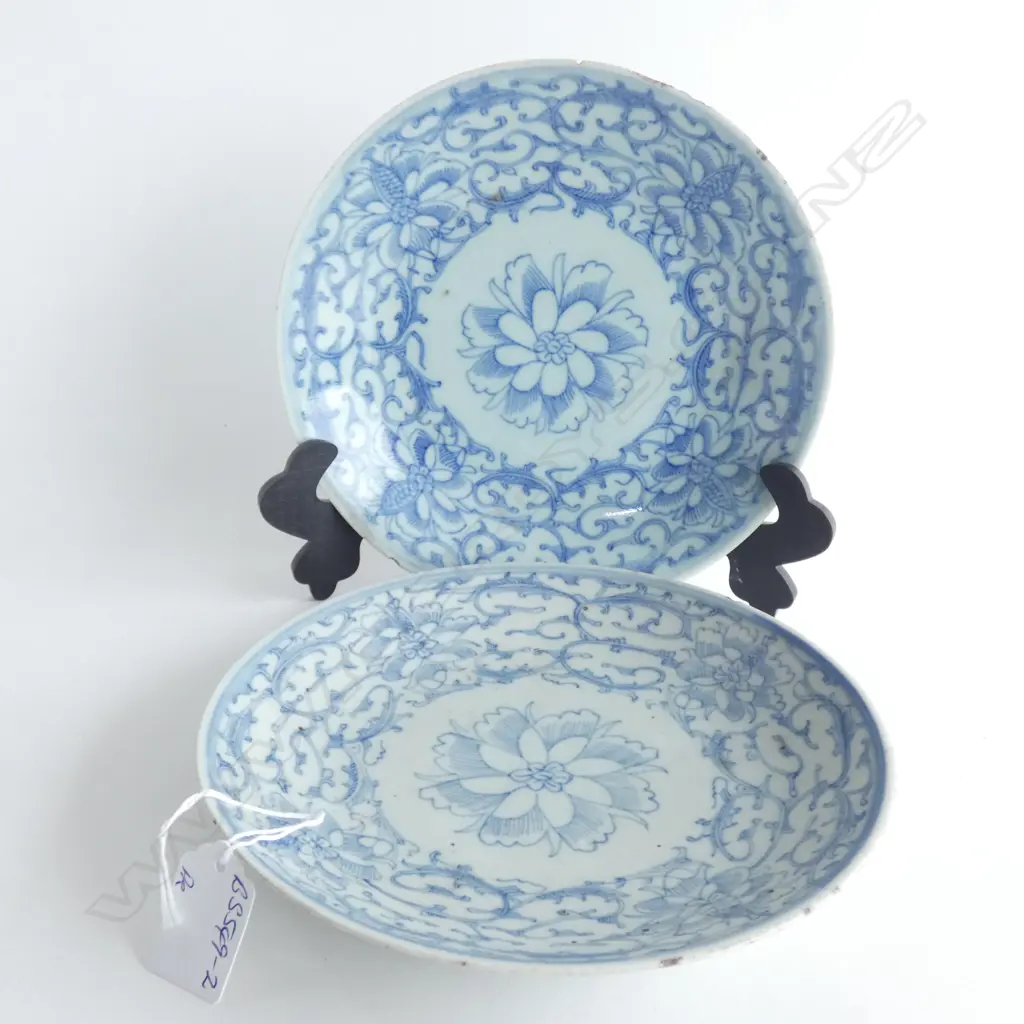 2 X QING DYNASTY CERAMIC PLATES Dia. 200mm Image 1++