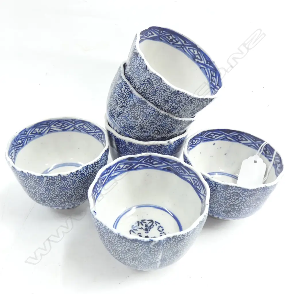  6 EARLY 1900’S ORIENTAL TEA CUPS STENCIL PRINTED H62mm Image 1++