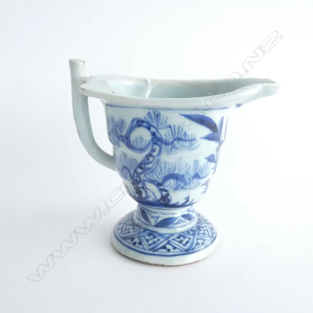 OLD CHINESE B & W CERAMIC OIL LAMP JUG FORM H.100mm Image 1++