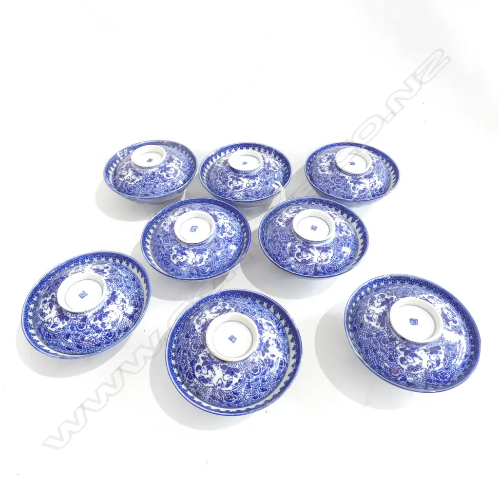 8 STENCIL PRINT EARLY 1900’S RICE BOWLS H65 D123mm Image 1++