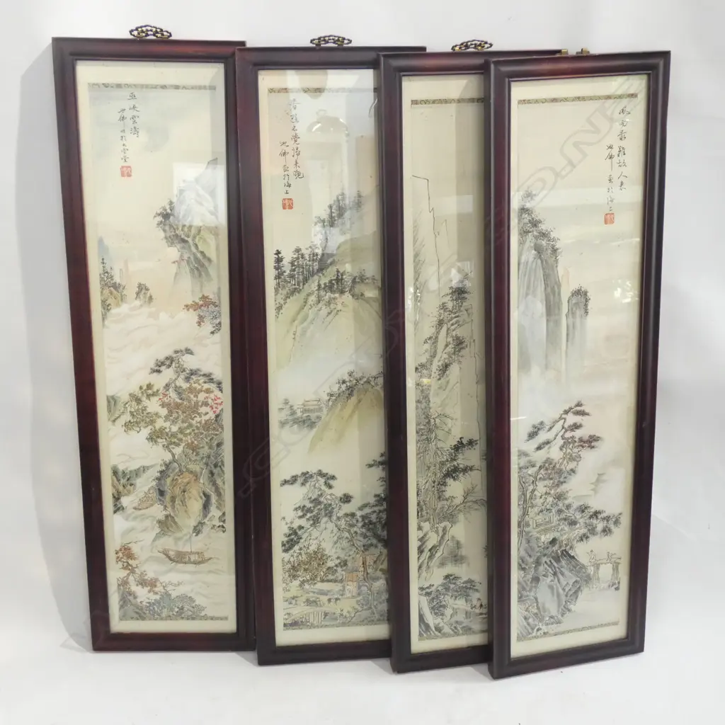4 CHINESE PAINTED PANELS BY HUYAFO. FRAMED Image 1++