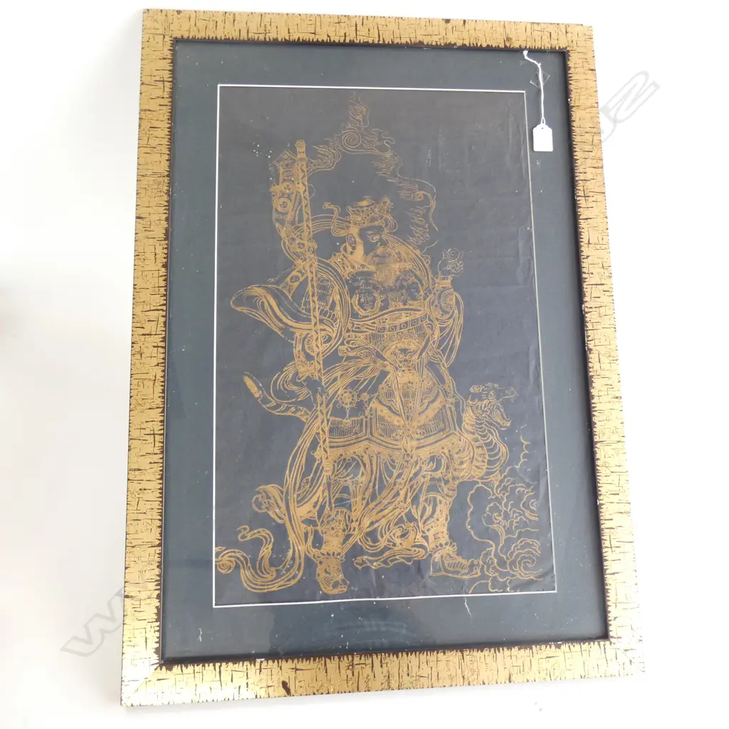 OLD CHINESE GILDED PAINTING DOOR GOD Image 1++