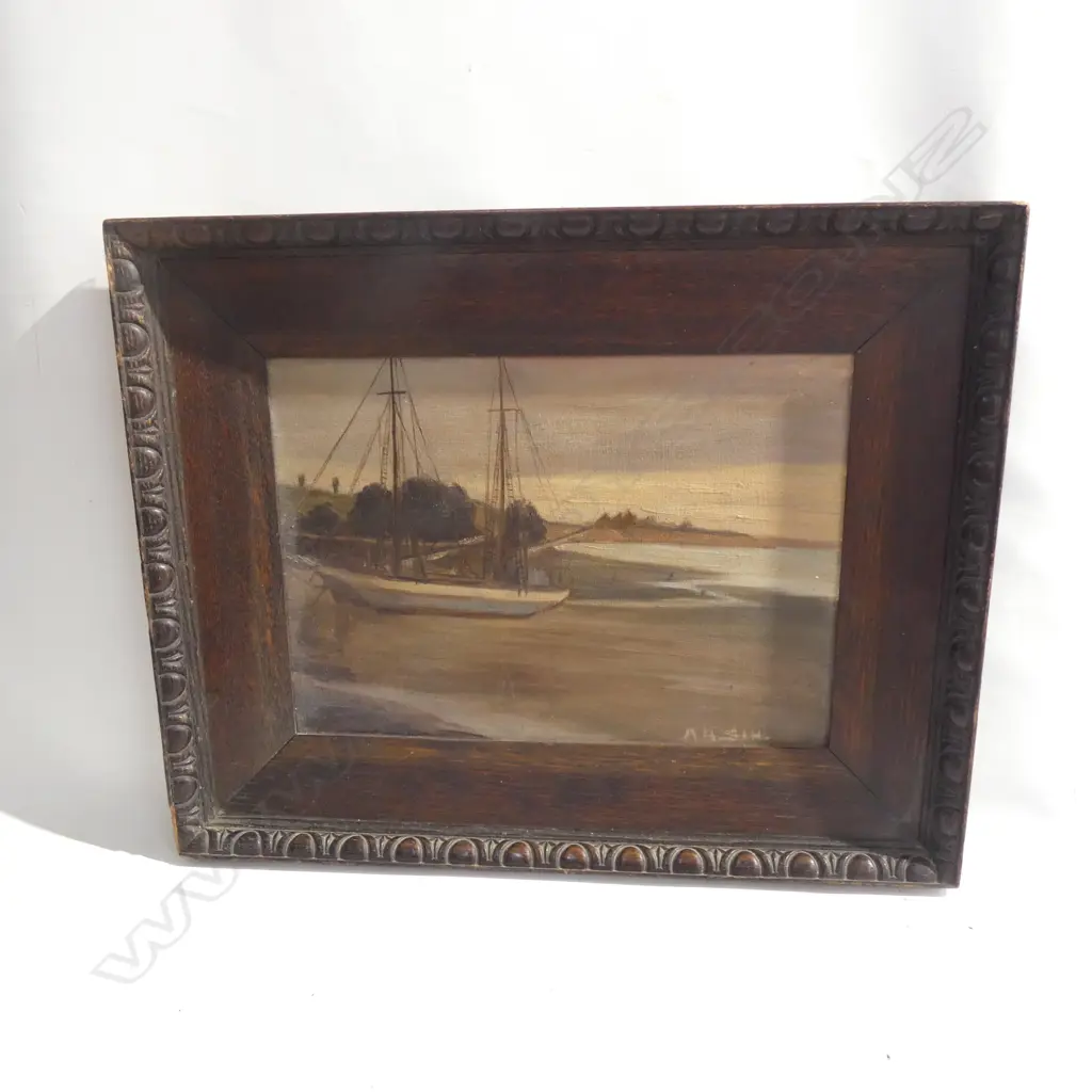 OIL ON BOARD JANE GIFFORD SCOWL AT MAHURANGI, SIGNED... Image 1++