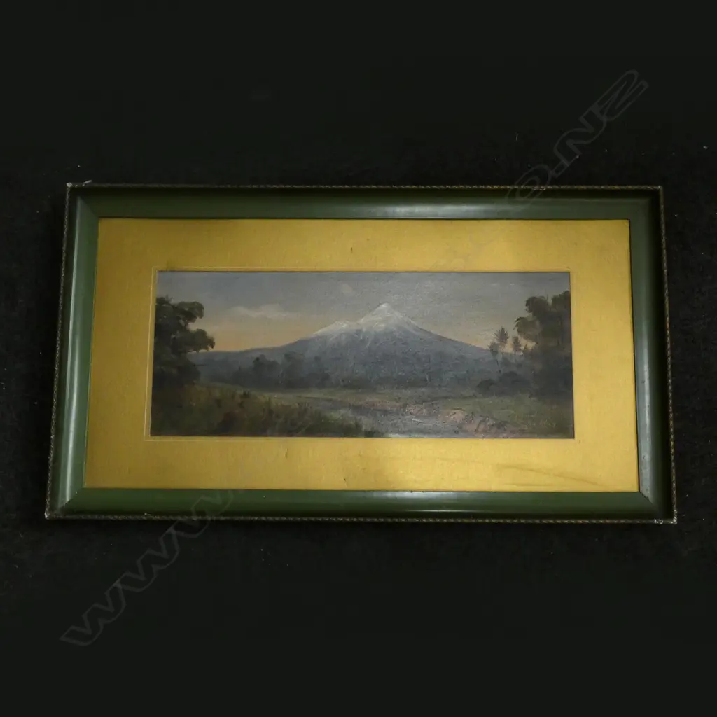 PAUL WREN COLONIAL LANDSCAPE OIL 'MT EGMONT' 245x615mm Image 1++