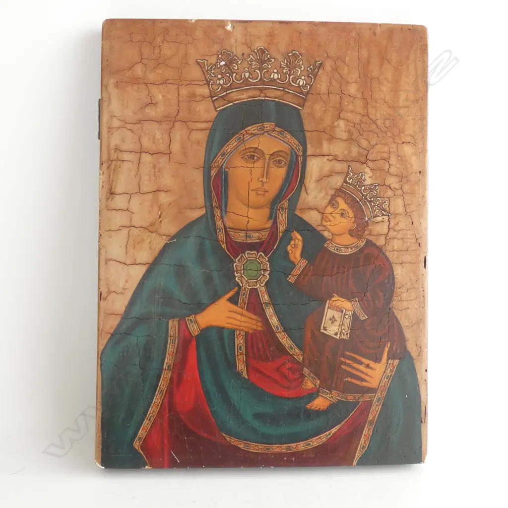 PAINTED WOODEN EASTERN EUROPEAN RELIGIOUS ICON 260x195mm Image 1++