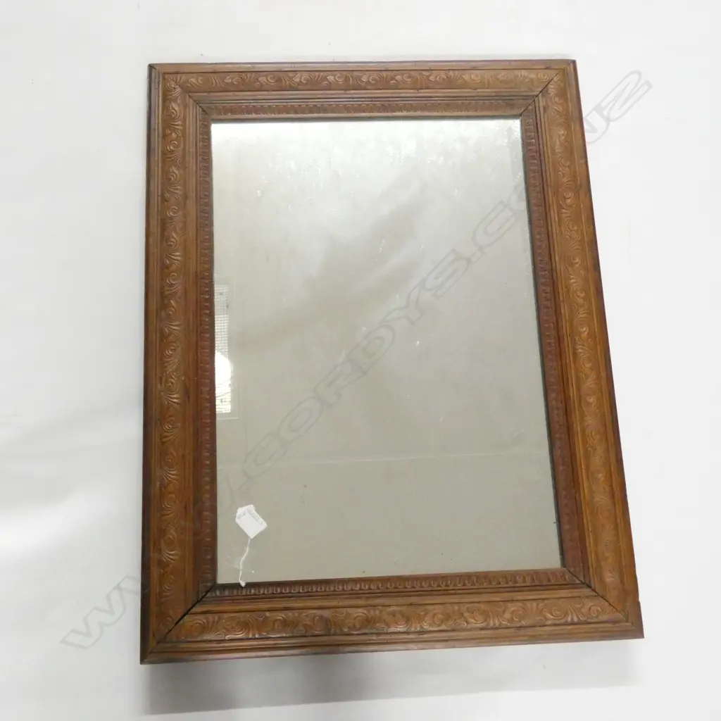 VICTORIAN MIRROR WITH DECORATED WOOD FRAME 570 X 770mm Image 1++