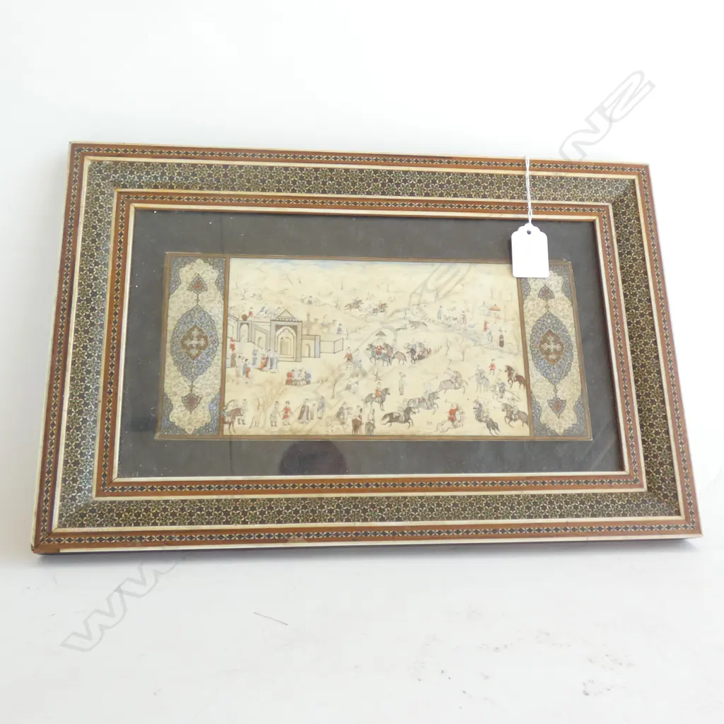 ORIENTAL PAINTING ON IVORY 260 X 120MM INLAID FRAME Image 1++
