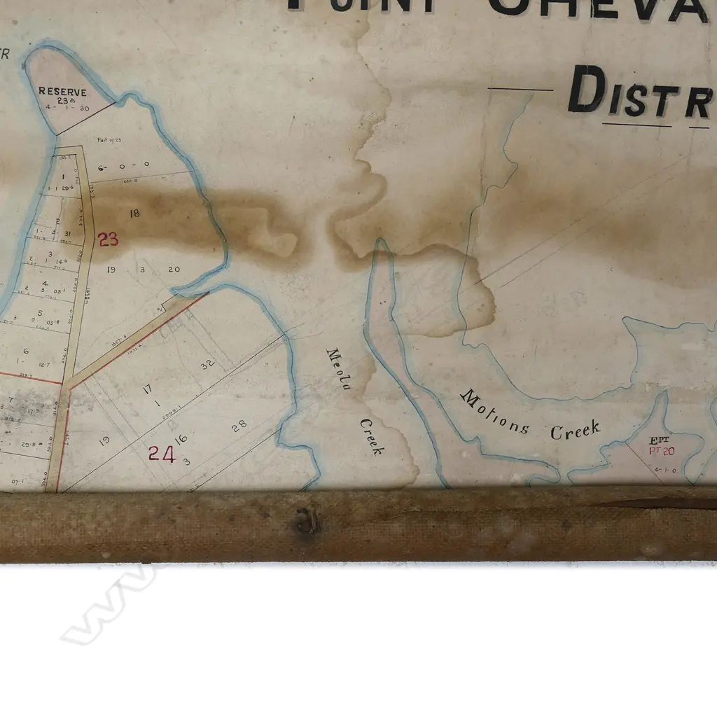 POINT CHEVALIER LATE 19THC PAINTED PART MAP, 470 x 1070MM Image 1++