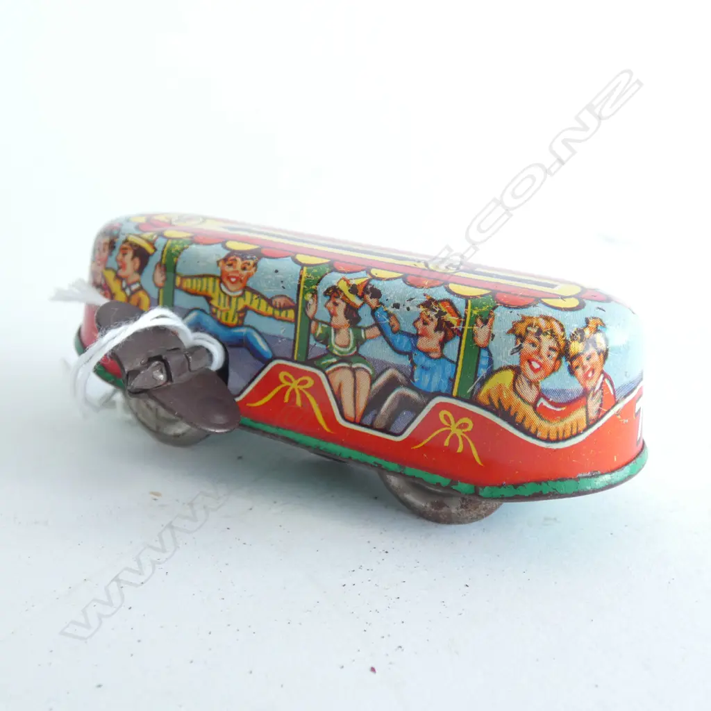 VINTAGE TIN WIND UP TOY BUS L.95mm Image 1++