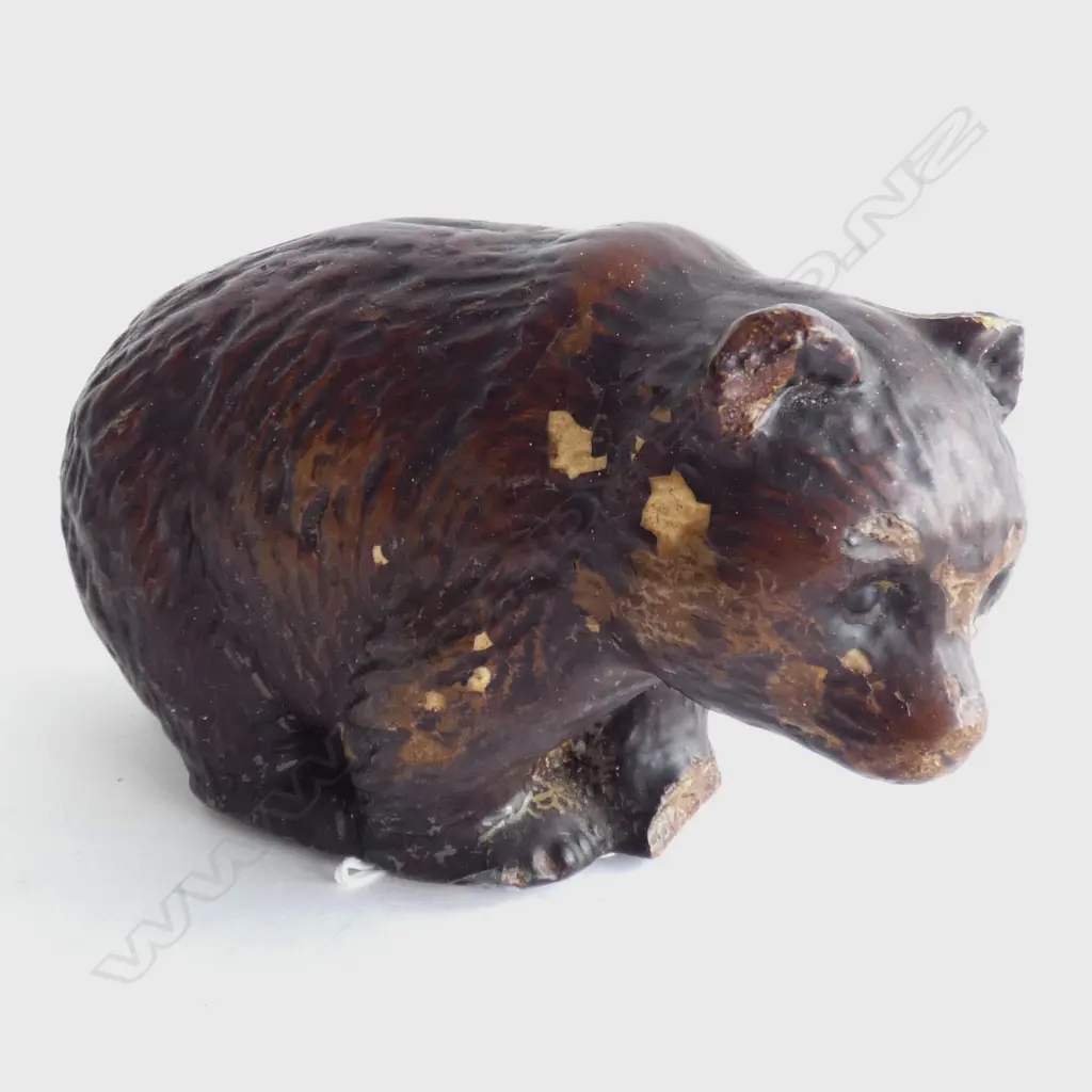 ANTIQUE HARD PLASTER COLD PAINTED BLACK BEAR L.190mm Image 1++