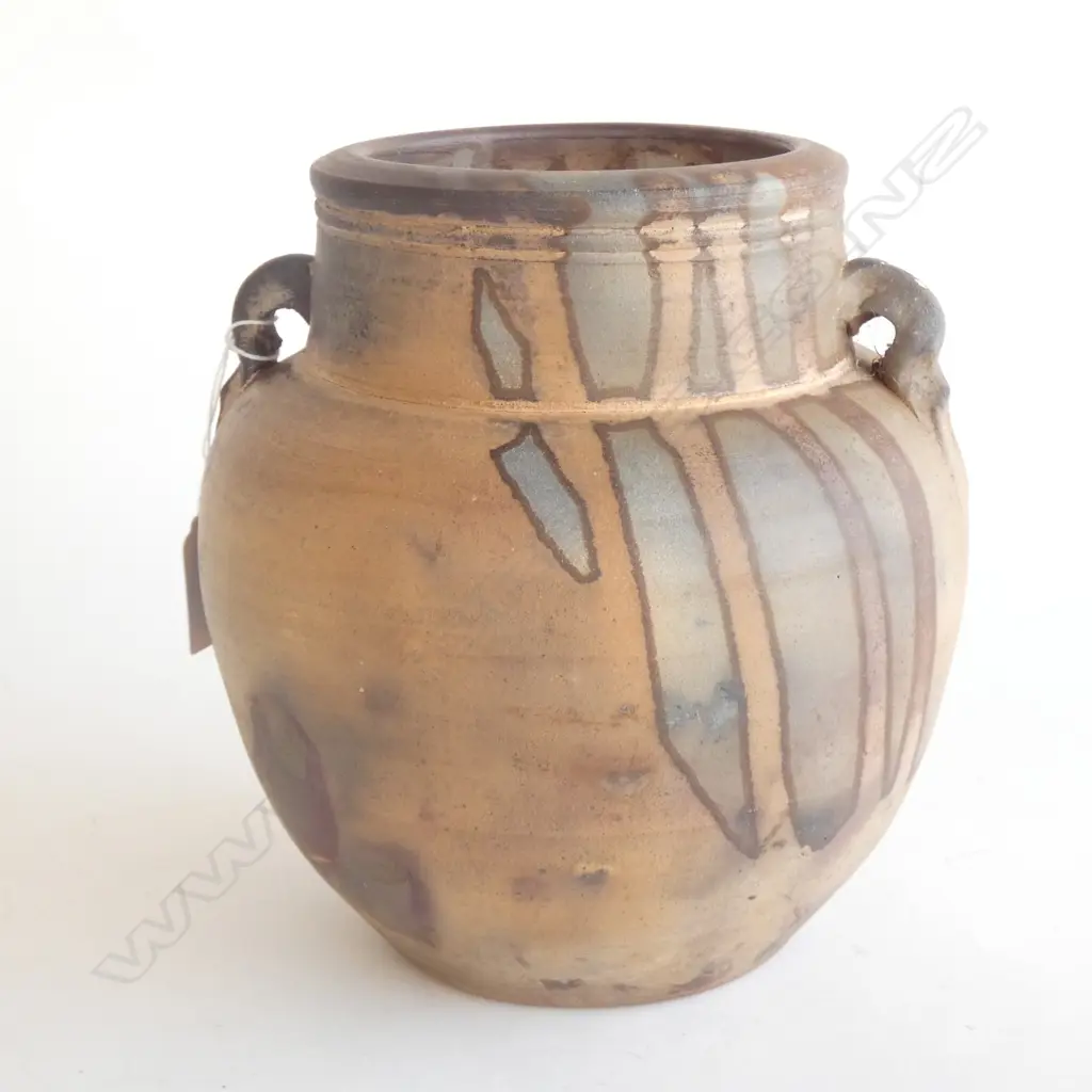 RAKU STUDIO POTTERY POT SIGNED GARY R H.195mm Image 1++