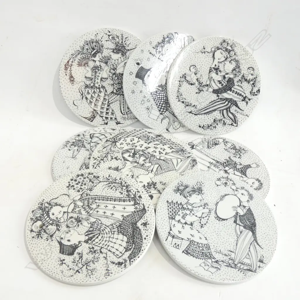 8 NYMOLLE DENMARK BJORN WIINBLAD MONTH PLAQUES 150mm dia Image 1++