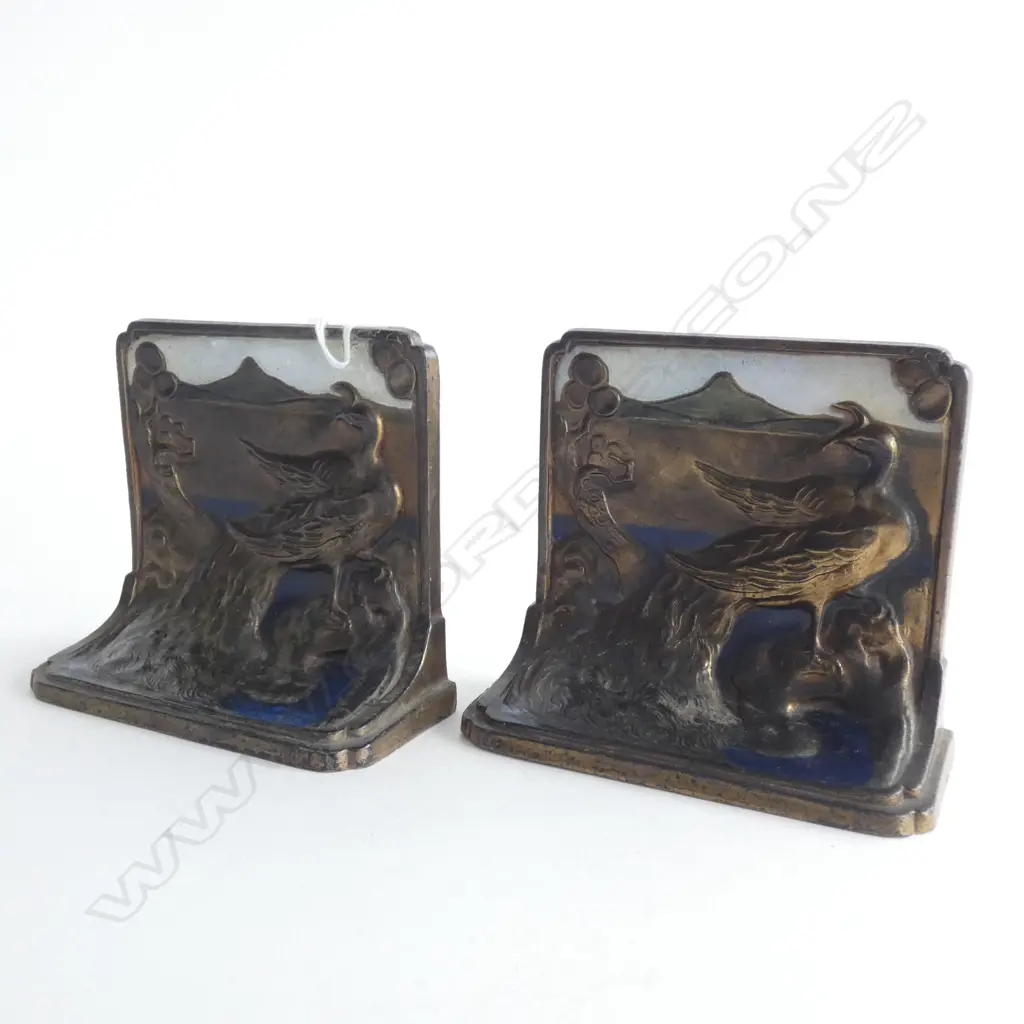 PR ART NOUVEAU BRONZED WHITE METAL BOOKENDS... Image 1++