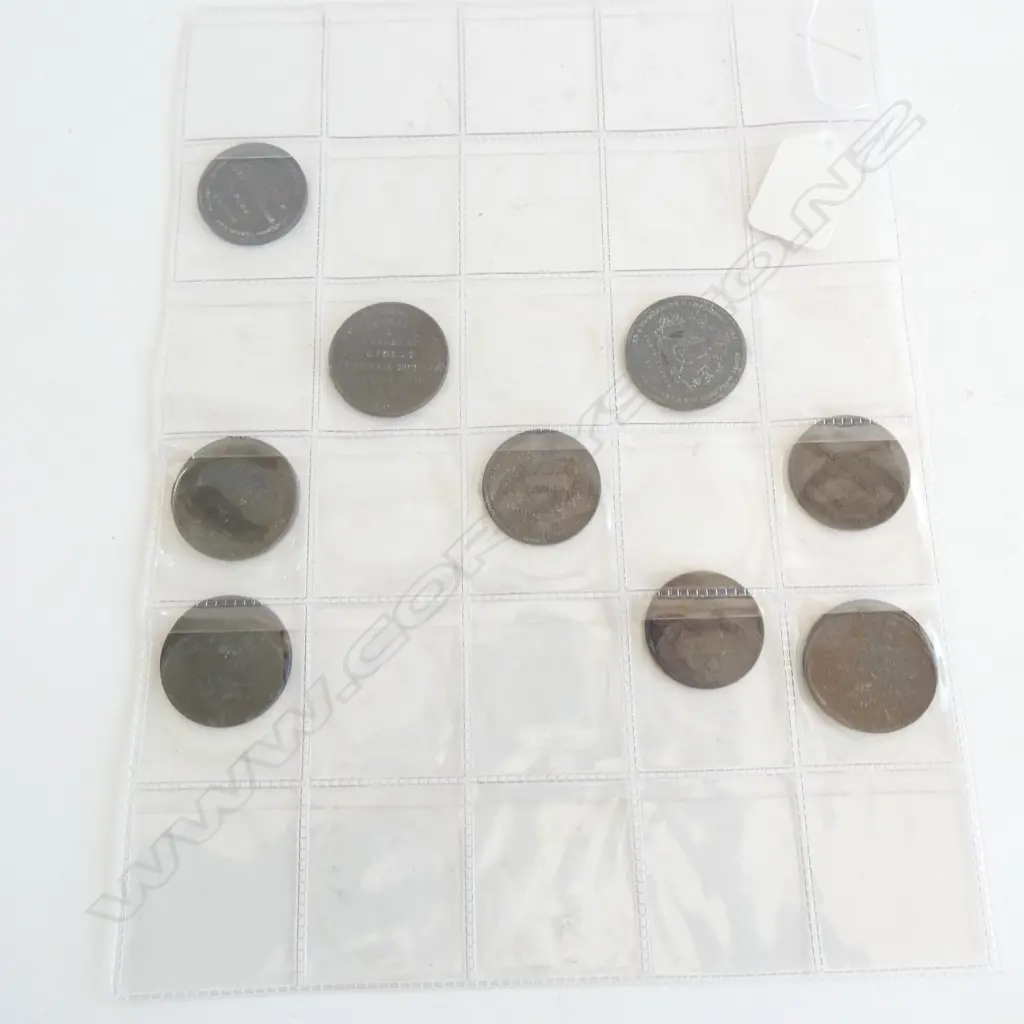 9 NZ COLONIAL TOKEN COINS Image 1++