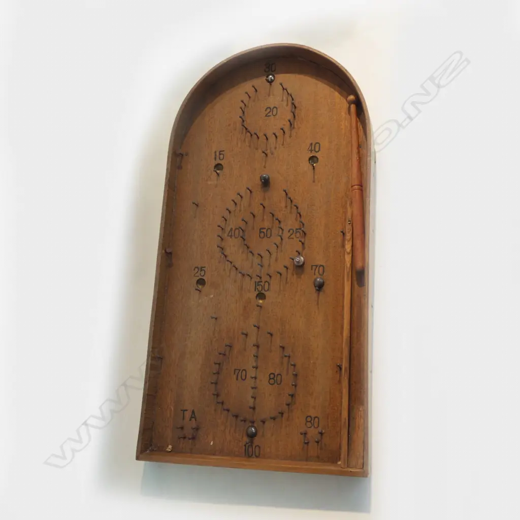 EARLY WOODEN PINBALL GAME IN BOX - BOX WORN & FADED Image 1++