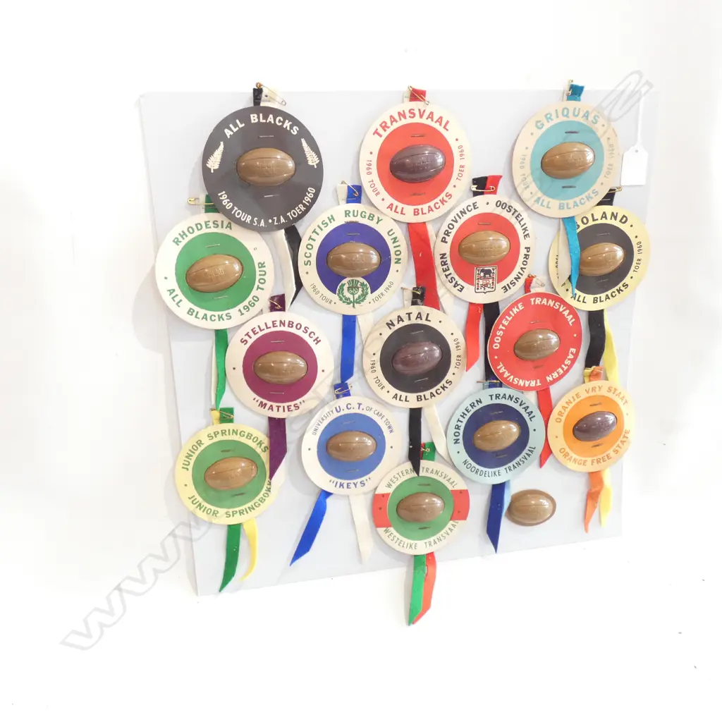 1960 ALL BLACKS TOUR S.A SOUVENIR ROSETTES ON CARD Image 1++