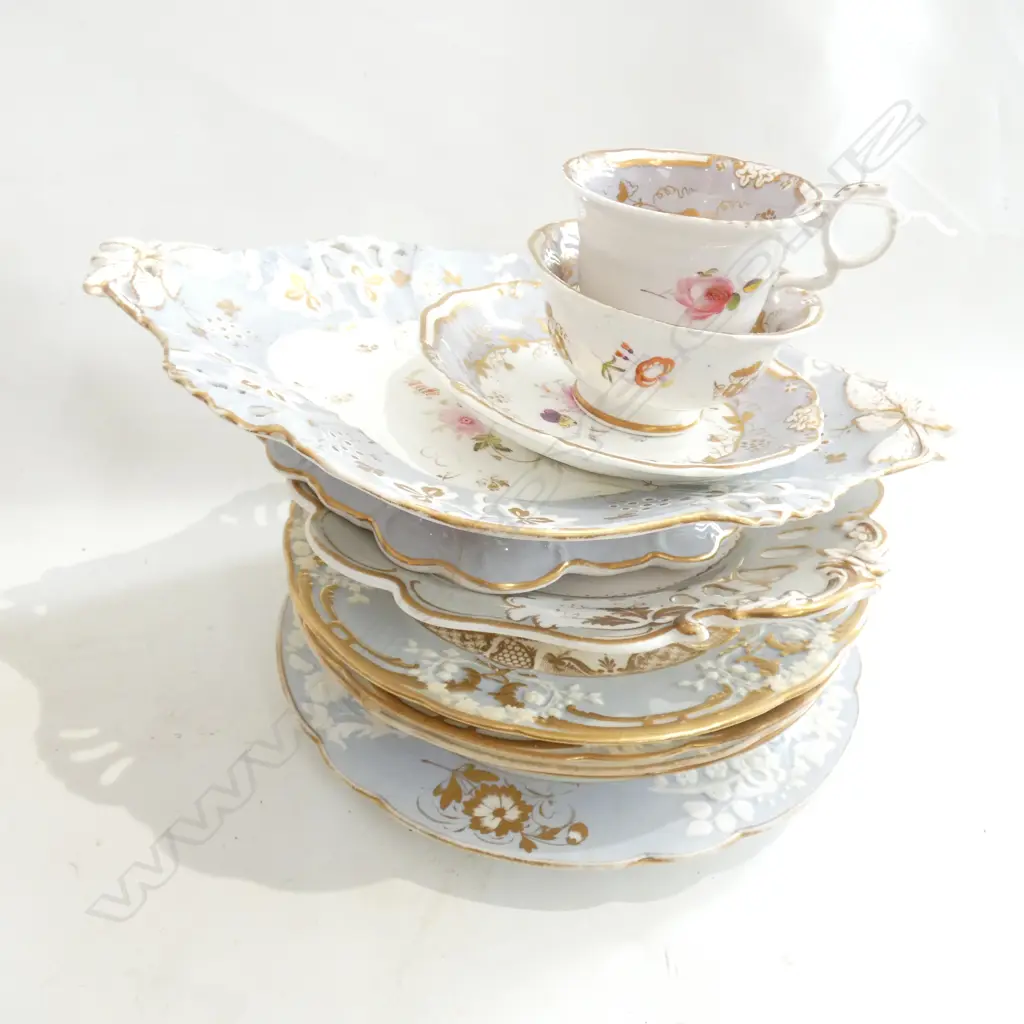 10 PCES EARLY 19thC CHINA; GREY TONES Image 1++
