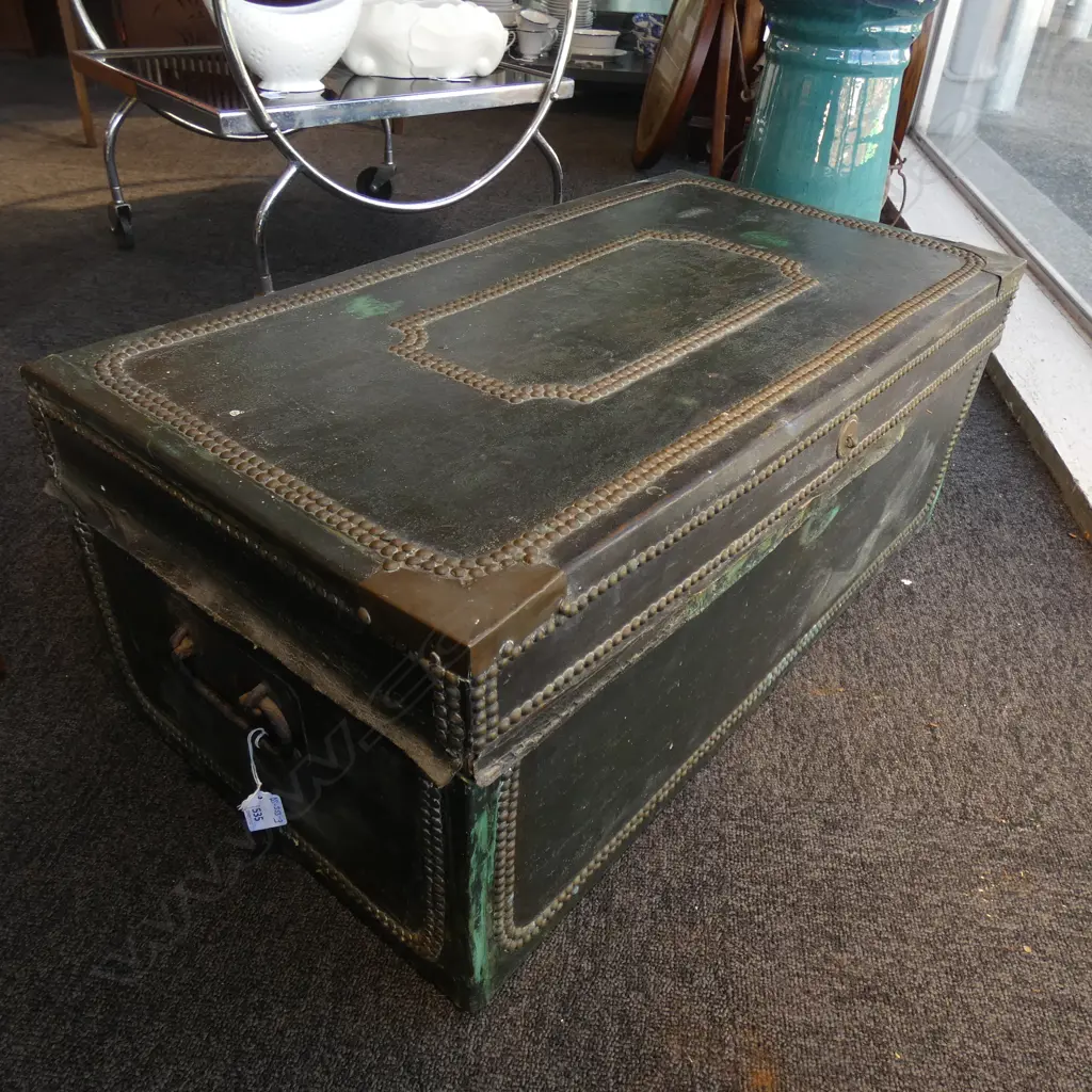 SMALL GREEN GEORGIAN WOODEN CHEST  Image 1++