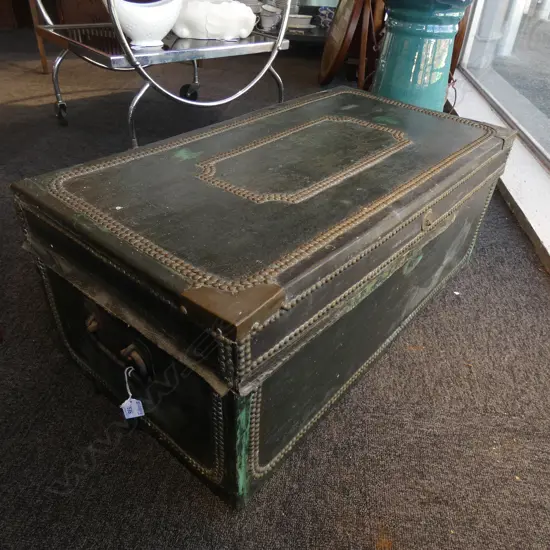 SMALL GREEN GEORGIAN WOODEN CHEST 