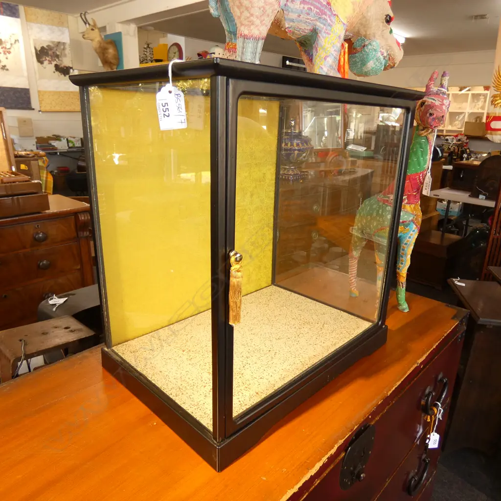 ORIENTAL GLASS DISPLAY CASE EBONISED FRAME... Image 1++