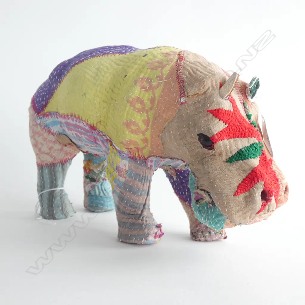 OLD STICHED RAG COVERED HIPPOPOTAMUS L.280mm Image 1++