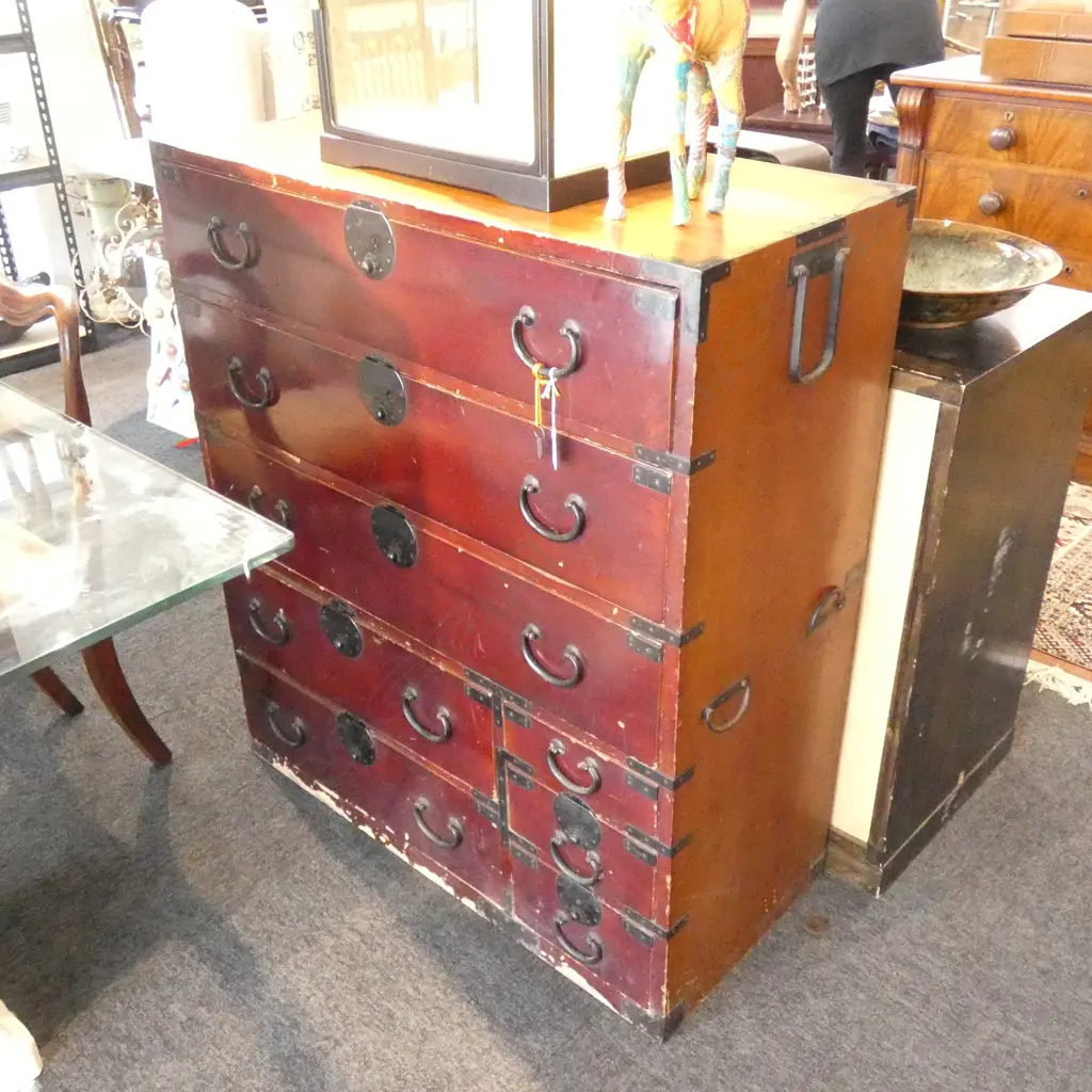 1940’S KYOTO LACQUERED CEDAR KIMONO CHEST Image 1++