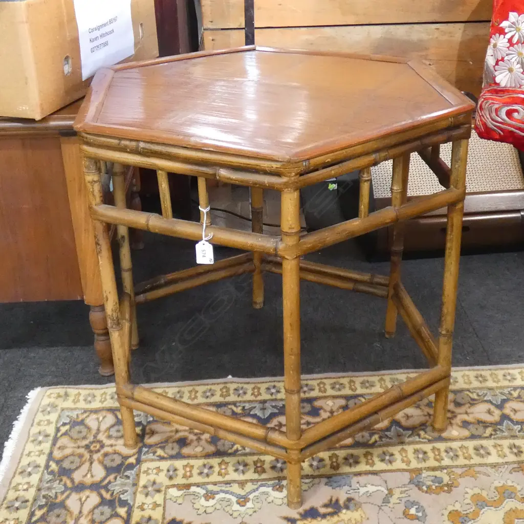 ORIENTAL HEXAGONAL SIDE TABLE H.620mm 620mm dia Image 1++