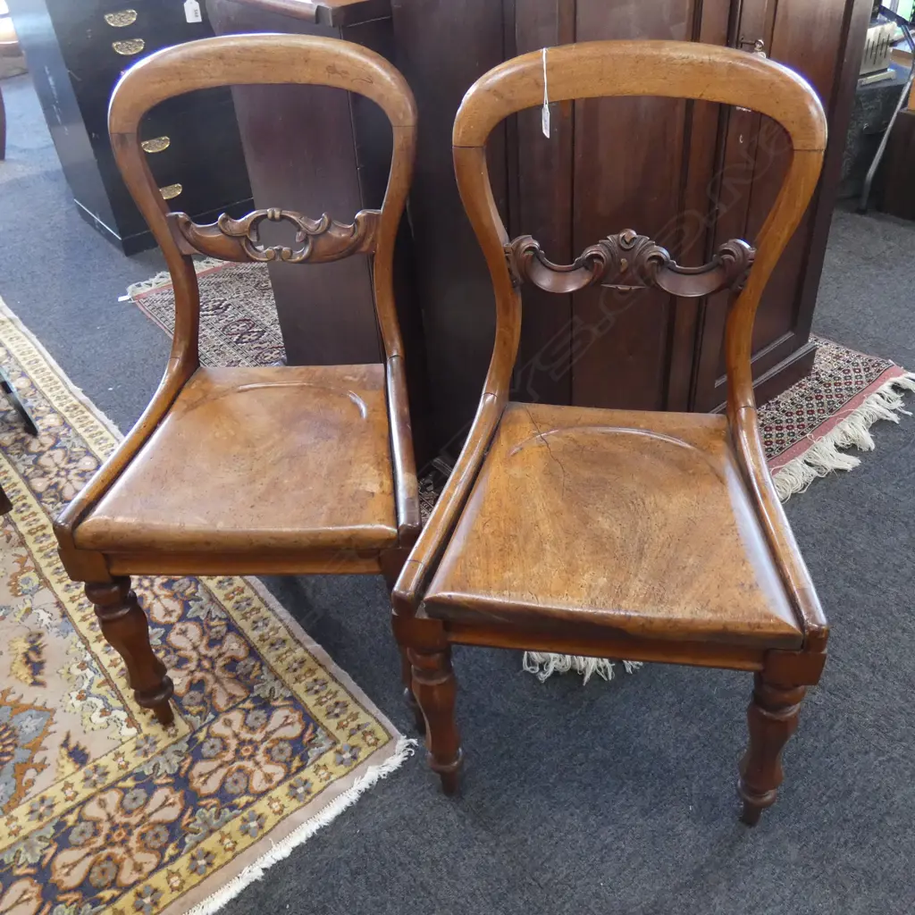 2 ALL WOOD VICTORIAN BALLOON BACK CHAIRS Image 1++