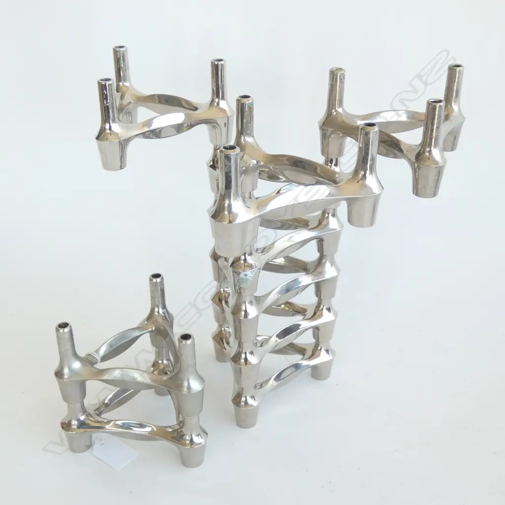 TEN MID-CENTURY BMP FRITZ NAGEL DESIGN MODULAR CANDLESTICKS/CANDELABRA Image 1++