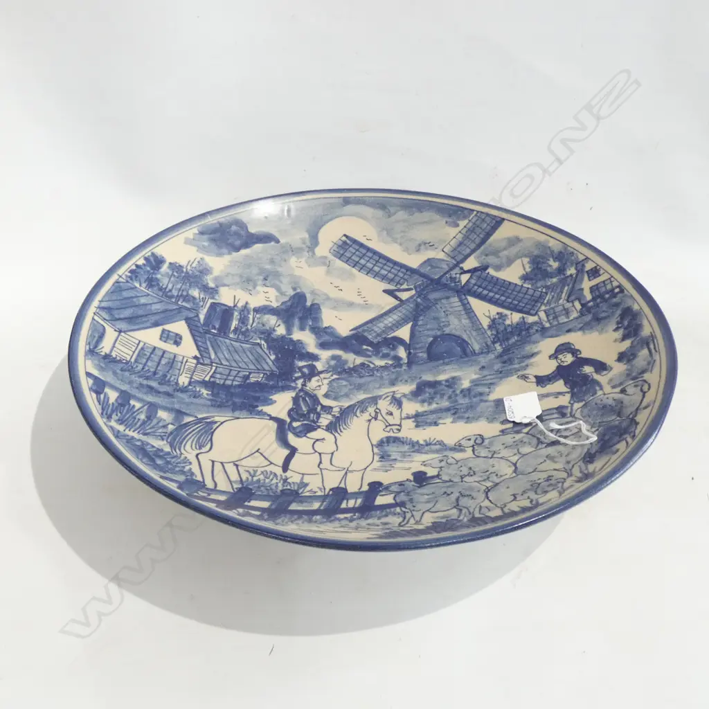 LG OLD BLUE & WHITE DUTCH SCENE CHARGER PLATE DIA  420MM (CHIPS TO BASE RIM UNDER PLATE) Image 1++