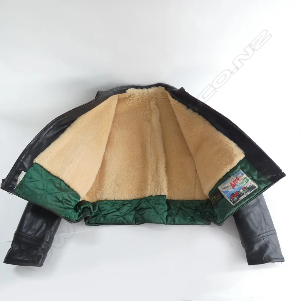 VINTAGE BLACK AERO CO. LEATHER JACKET SIZE 44... Image 1++