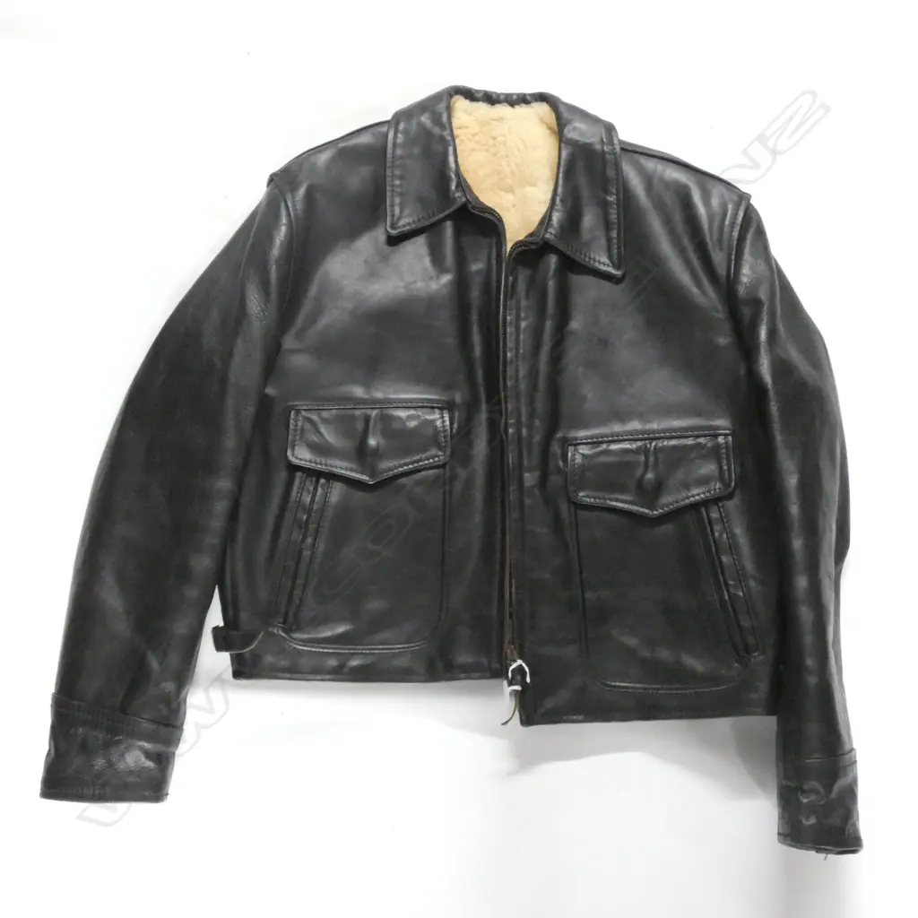 VINTAGE BLACK AERO CO. LEATHER JACKET SIZE 44... Image 1++