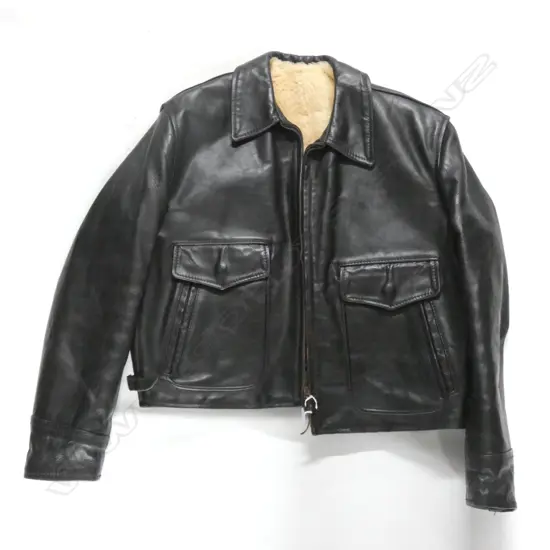 VINTAGE BLACK AERO CO. LEATHER JACKET SIZE 44...