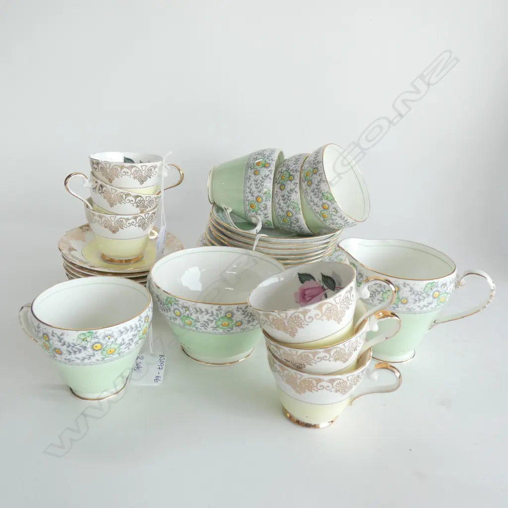 12PC MINTON DEMI CUPS & SAUCERS & 18 PC GRAFTON TEA SET... Image 1++