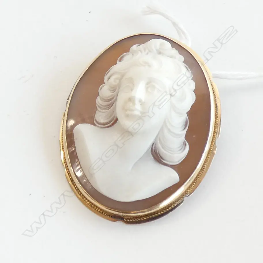 9CT GOLD CAMEO BROOCH Image 1++