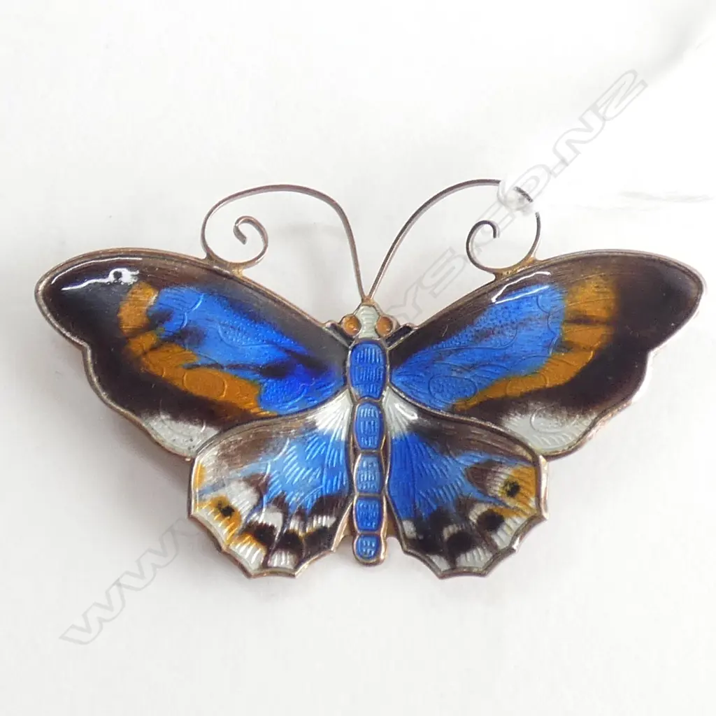 DAVID ANDERSEN NORWAY STG & ENAMEL BUTTERFLY BROOCH 13.5 GRAMS Image 1++
