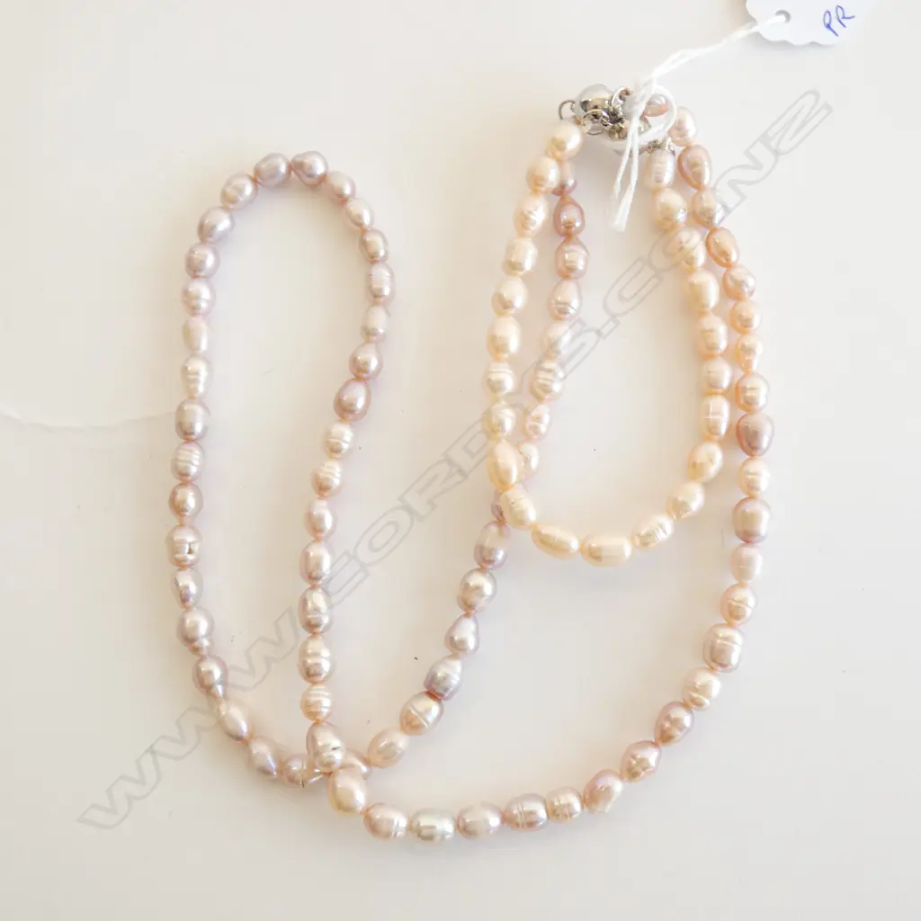 FRESH WATER BAROQUE PEARL NECKLACE & BRACELET - MAGNETIC BALL LOCK  Image 1++