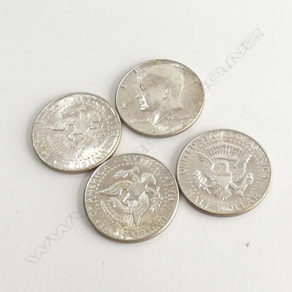 4 SILVER 1/2 $1 USA COINS 1966 Image 1++
