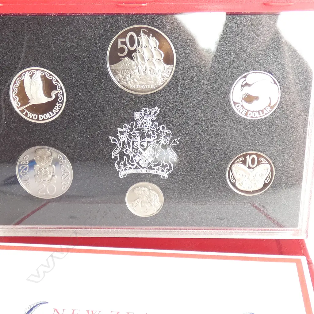 NZ 1990 PROOF COIN COLLECTION SILVER $1 & $2  Image 1++