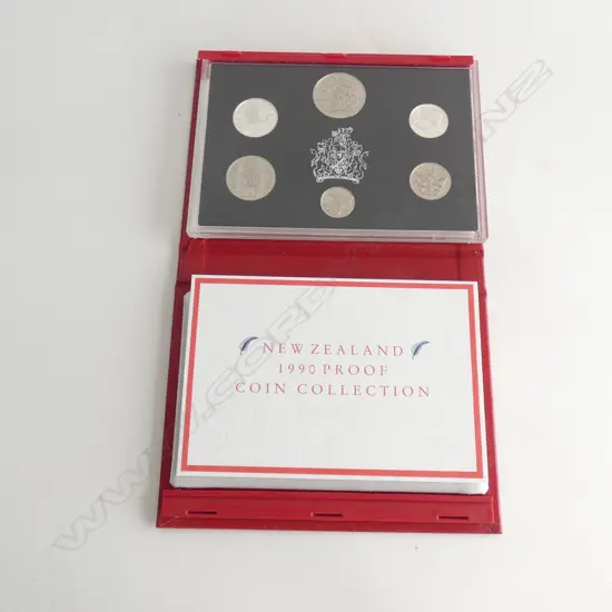 NZ 1990 PROOF COIN COLLECTION SILVER $1 & $2 