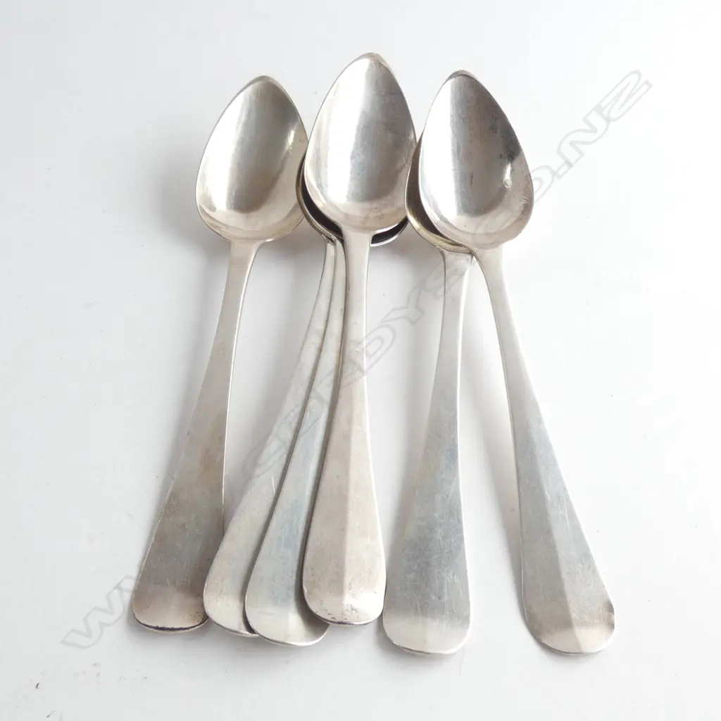 6 19thC DUTCH SILVER DESSERT SPOONS ... Image 1++