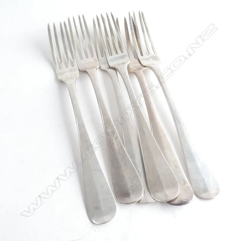 6 19thC DUTCH SILVER DESSERT FORKS ... Image 1++