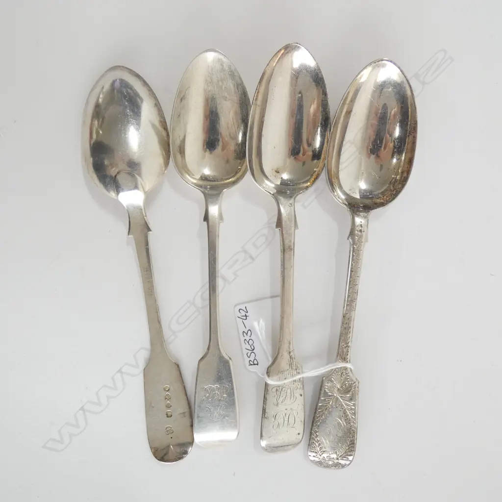 (17757) 4 ASST STG SILVER DESSERT SPOONS Image 1++