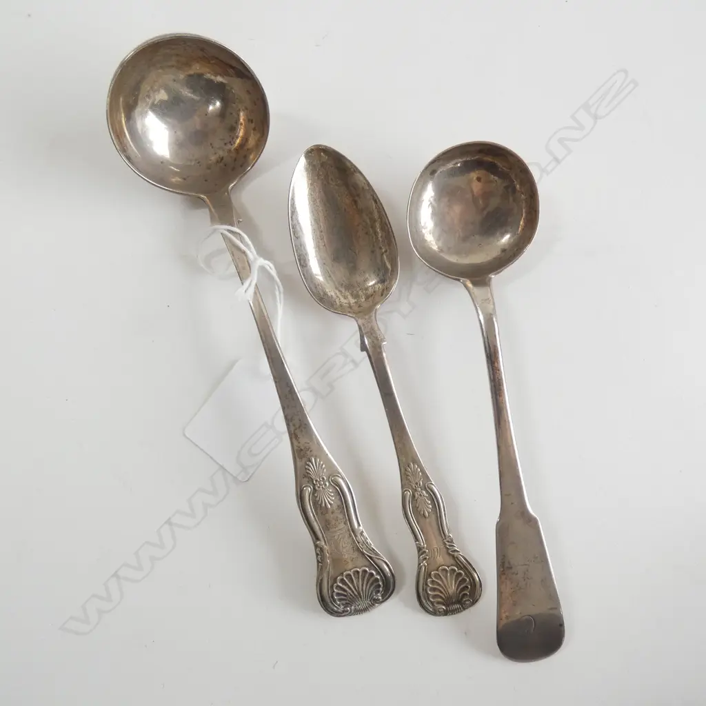 (17763) 2 STG SILVER SAUCE LADLES & 1 TSP Image 1++